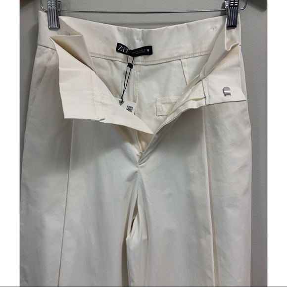 NWT Zara Cream Pleated Wide Leg Pants Size Small - Picture 5 of 11
